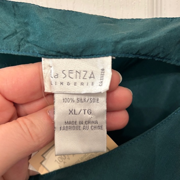 NWT La Senza 100% Silk Camisole XL Hunter Green Washable Silk Sleepwear Tank - Picture 4 of 4